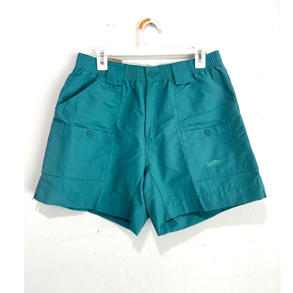 Aftco shorts sports fishing apparel boating beach quick dri logo green men 34new